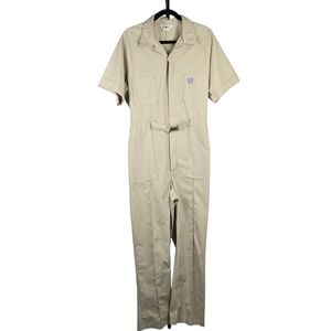 Vintage Tom Cat Nine Lives Khaki Workwear Jumpsuit Coveralls Made USA Full Zip